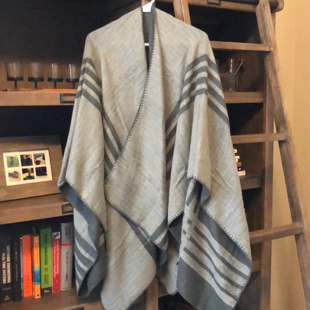 Black and gray poncho